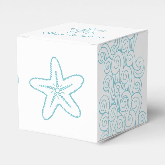 Seastar swirl aqua witte bruiloft gunst doos bedankdoosjes (Voorkant Zijde)