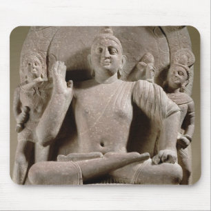 Seated Bodhisattva, Mathura (rode zandsteen) Muismat