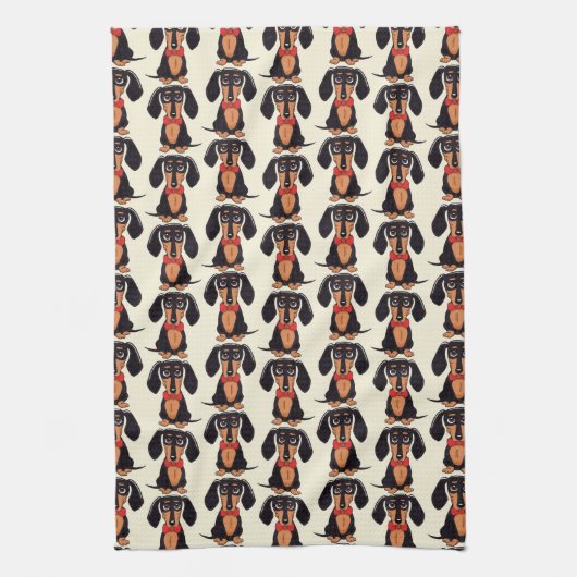 Seated Dachshund Kitchen Towels Theedoek (Verticaal)