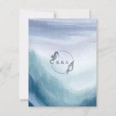 SEATERNAL Ocean Waves & Nautical Monogram Bruiloft Bedankkaart (Achterkant)