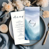 SEATERNAL Ocean Waves Nautisch Monogram Bruiloft Menu
