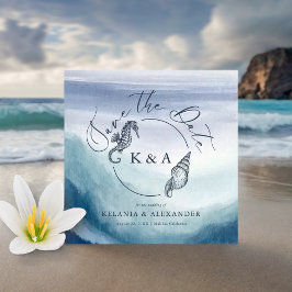 SEATERNAL Ocean Waves Nautisch Monogram Bruiloft Save The Date