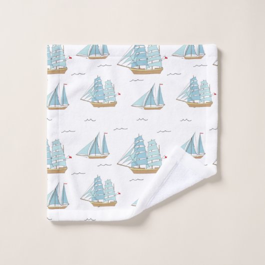 Seatime été Cute yachts avec voile (Gant de toilette)