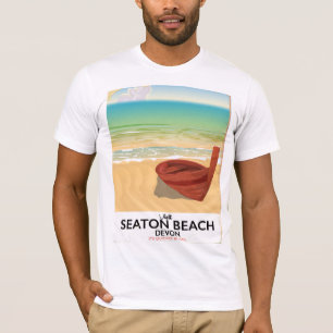Seaton Beach Devon vintage zeeposter T-shirt