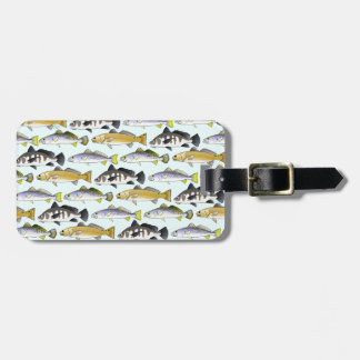Seatrout en trommelpatroon in blauw bagagelabel