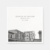 Seattle bruiloft aangepaste foto cocktail servette servet (Voorkant)