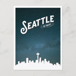 Seattle by Night Skyline - Washington, Verenigde S Feestdagenkaart
