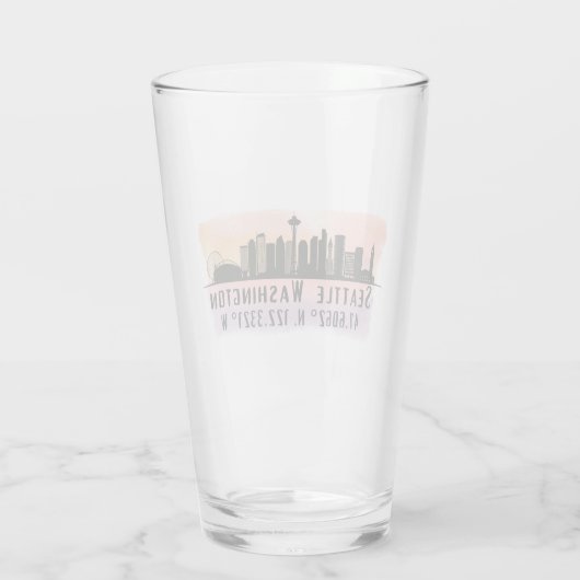 Seattle City Skyline Latitude en Lengtegraad Glas (Achterkant)