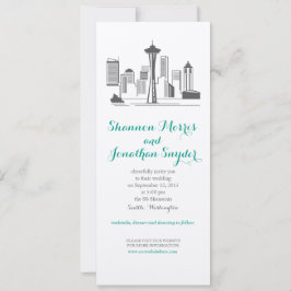 Seattle City Skyline Wedding Invitation Kaart