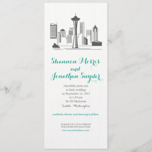 Seattle City Skyline Wedding Invitation Kaart