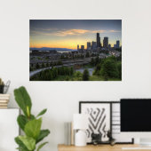 Seattle Downtown Skyline op Sunset Poster (Thuiskantoor)