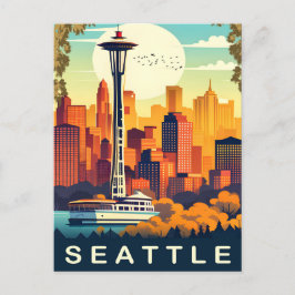 Seattle, Duwamish River, Varen, Reizen Briefkaart