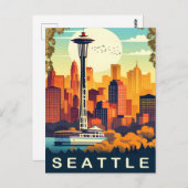 Seattle, Duwamish River, Varen, Reizen Briefkaart (Voorkant / Achterkant)