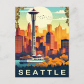 Seattle, Duwamish River, Varen, Reizen Briefkaart (Voorkant)
