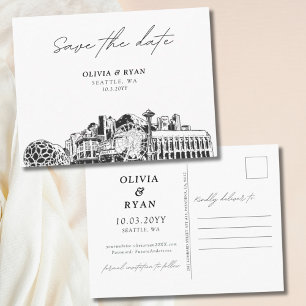 Seattle Enregistrer la date Carte postale Mariage 