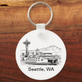 Seattle Ferry Washington State Line Art Sleutelhanger (Voorkant)