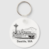 Seattle Ferry Washington State Line Art Sleutelhanger (Achterkant)