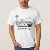 Seattle Ferry Washington State Line Art T-shirt (Voorkant)