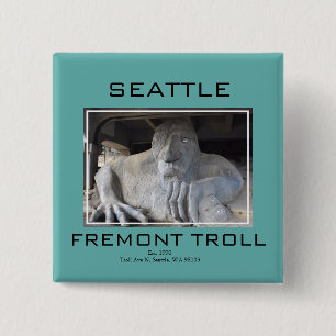 Seattle Fremont Troll Knop Vierkante Button 5,1 Cm