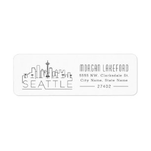 Seattle gestileerde skyline   etiket