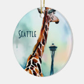 Seattle Giraffe kerst souvenir Keramisch Ornament (Links)