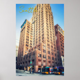 Seattle Iconisch Hoge Bakstenen Gebouw Stadsgezich Poster