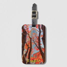 Seattle in Red Autumn Color Bagagelabel