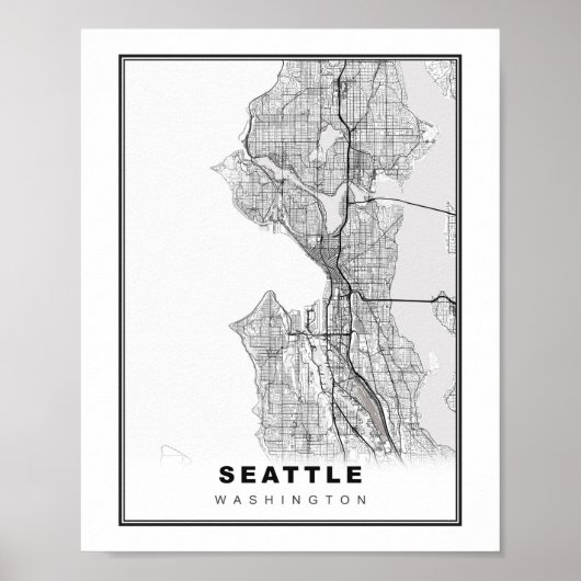 Seattle Kaart Poster (Voorkant)