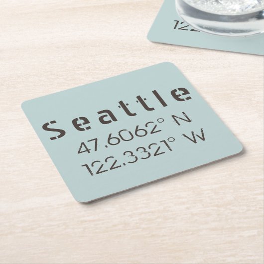 Seattle Latitude en Lengtegraad Vierkante Kartonnen Onderzetter (Schuin)