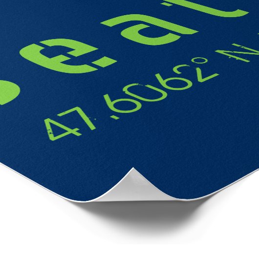 Seattle Longitude Latitude-teamkleuren Poster (Hoek)