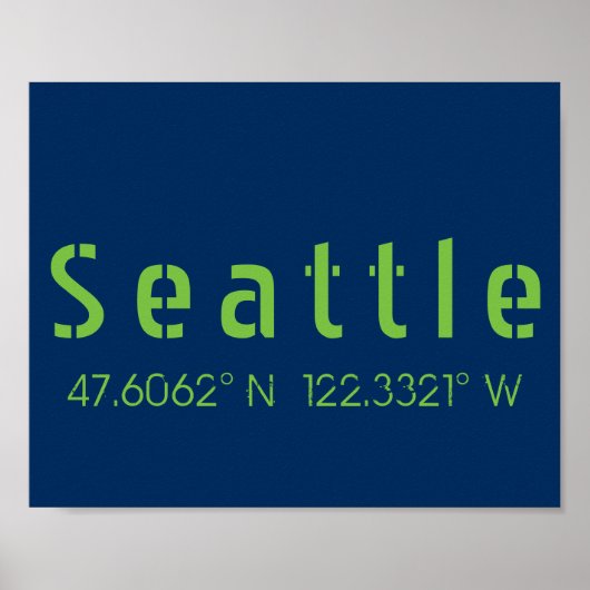 Seattle Longitude Latitude-teamkleuren Poster (Voorkant)