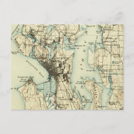  Seattle Map Briefkaart (Voorkant)