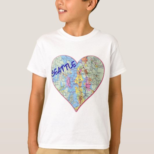 Seattle Map Heart T-shirt (Voorkant)