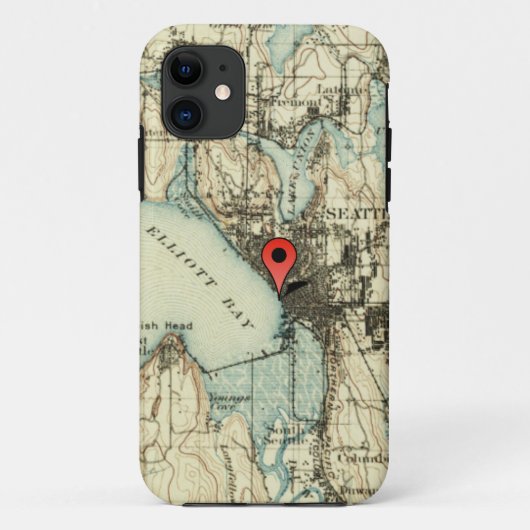 Seattle Map met locatieteller Case-Mate iPhone Case (Achterkant)