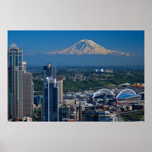 Seattle met foto's op de berg Rainier Poster (Voorkant)