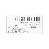 Seattle moderne deco skyline groot etiket (Voorkant)