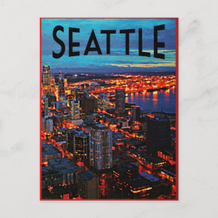 Seattle Night Skyline Briefkaart