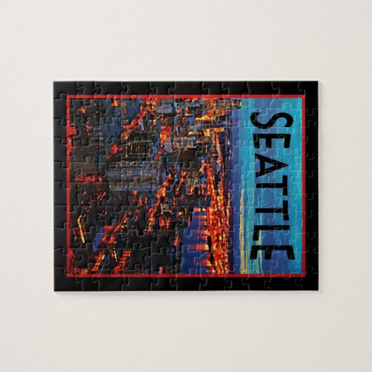 Seattle Night Skyline Legpuzzel (Horizontaal)