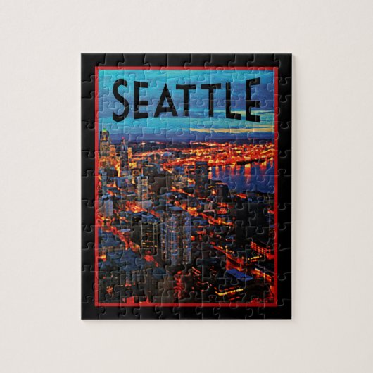 Seattle Night Skyline Legpuzzel (Verticaal)