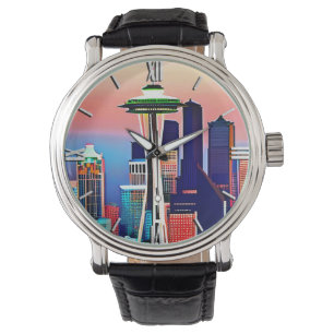 Seattle onder een Dawn Sky Horloge