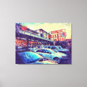 Seattle Pike Market Canvas Afdruk