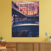 Seattle Pike Market Center bij zonsondergang Canvas Afdruk (Insitu (Woonkamer))