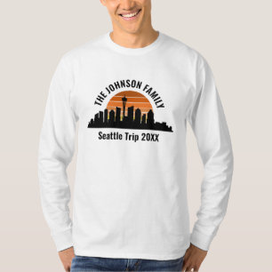 Seattle Reis Silhouet Zonsondergang Lange Mouwen T-shirt