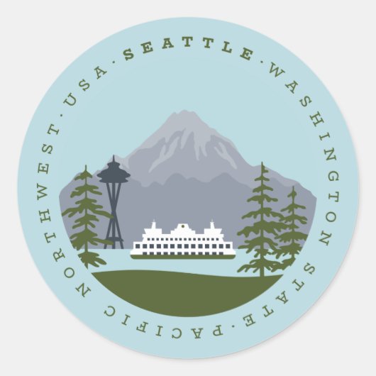 Seattle Ronde Sticker (Voorkant)
