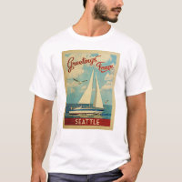 Seattle Sailboat Vintage Travel Washington