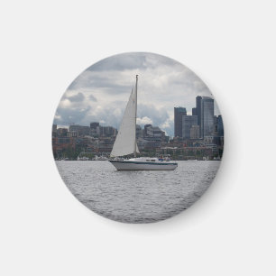Seattle Sailboot Cityscape Magnet Magneet