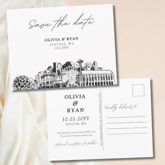 Seattle Save the Date Briefkaart Modern Wedding