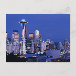 Seattle Silhouet bij Schemering Briefkaart