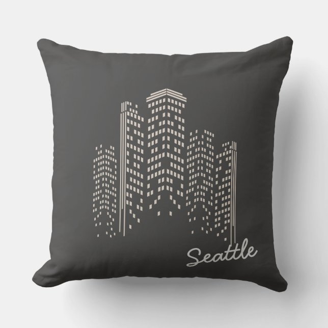 Seattle Silhouet Polyester Kussen (Voorkant)
