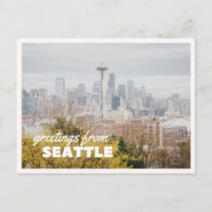 Seattle Silhouet Retro Vintage Reis Briefkaart